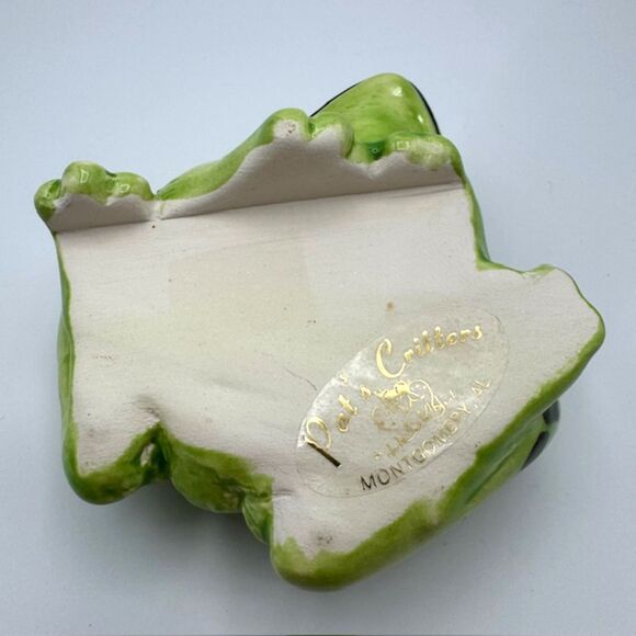 VTG Porcelain Green Frog Figurine SHELF SITTER 3.25"X3.25" Garden Animal Decor - Picture 7 of 14